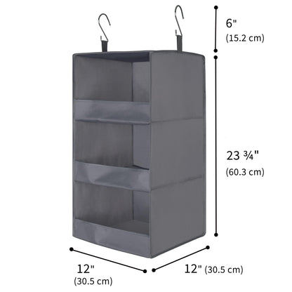 GRANNY SAYS 3-Shelf Hanging Closet Organizer and Storage, Collapsible Hanging Closet Shelves, Hanging Organizer for Closet & RV, Gray, 29 ½" H X 12" W X 12" D, 1-Pack
