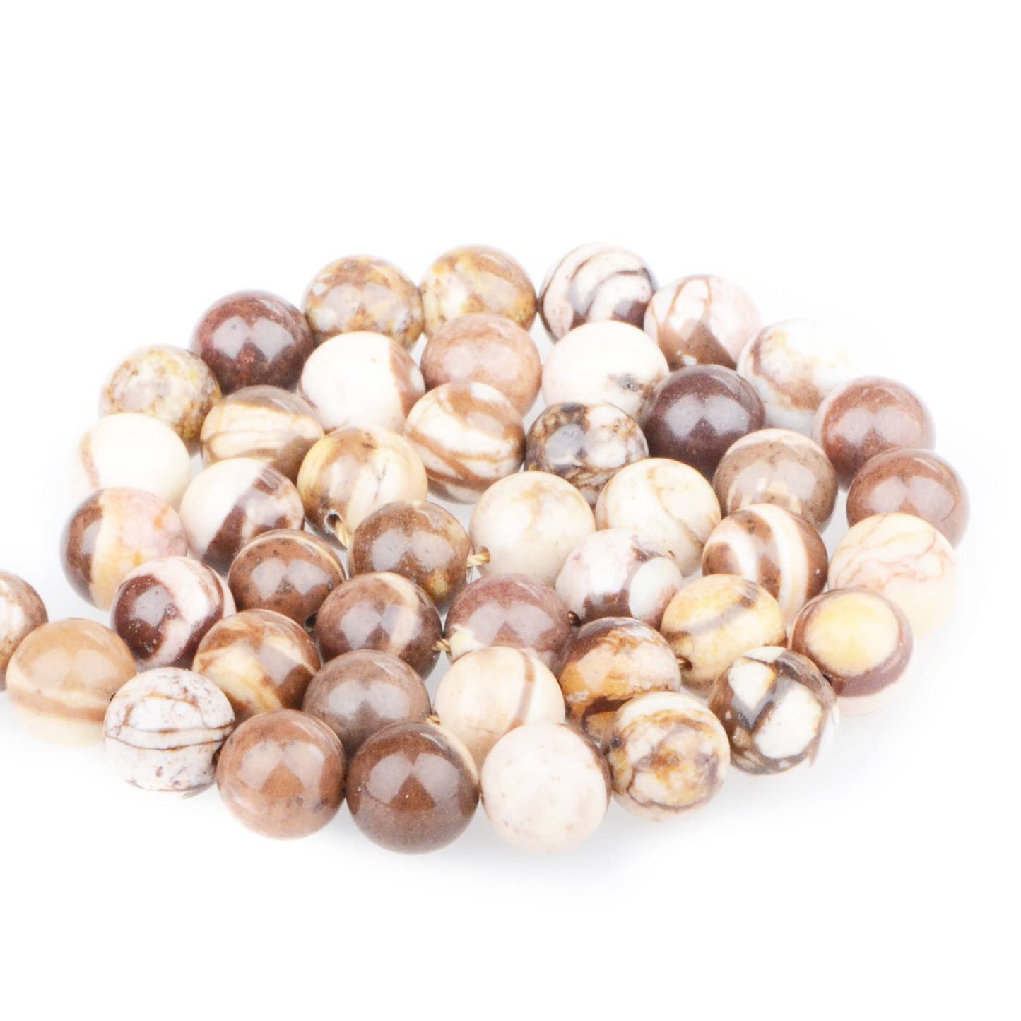 Bymitel 90 pcs Natural Genuine Real Round Loose Stone Beads Gemstone Spacers for Charm DIY Jewelry Making 15.5" per Strand 4mm (Brown Zebra, 4mm)