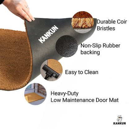 KANKUN Coco Coir Door Mat with Heavy Duty Backing, Welcome Doormat (17" x 30"), Doormat Entrance (Welcome1-1Pack)
