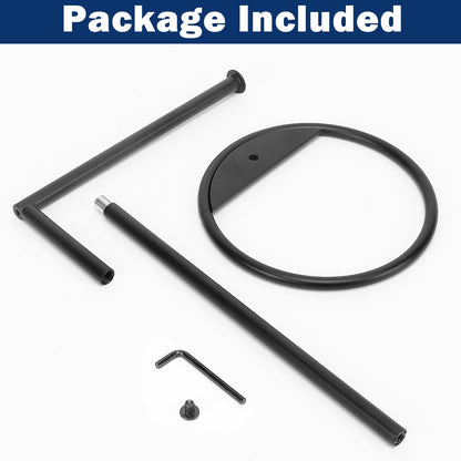 NearMoon Hand Towel Holder Stand, Thicken Metal L Shape Hand Towel Rack, Small Towel Ring, Stable Standing Towel Bar for Bathroom Kitchen Vanity Countertop, 8” L 14” H (Matte Black, 1 Pack)