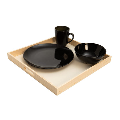 Wooden Nested Serving Trays – Unfinished Square Trays with Cut-Out Handles for Crafts, Serving, Ottomans & Home Décor – Set of 5
