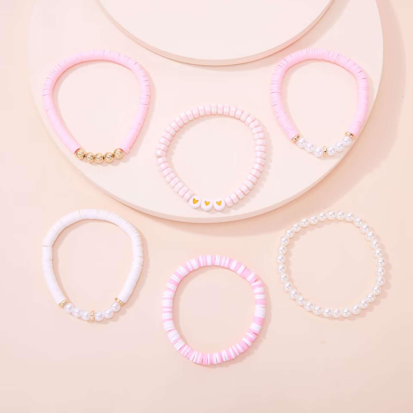 YEOSMINE Boho Heishi Clay Beaded Stretch Bracelets Stack For Women, Preppy Teens Friendship Gold Bracelets Cute Beach Surfer Accessories Bulk Set Trendy Fashion Jewelry