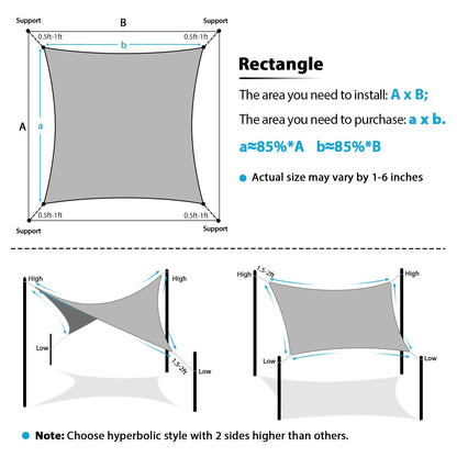 Amagenix Sun Shade Sail 16'X20' Curved Edge Outdoor Shade Canopy Light Grey Breathable 95% UV Block Shade Cloth for Patio Garden Backyard (We Make Custom Size)