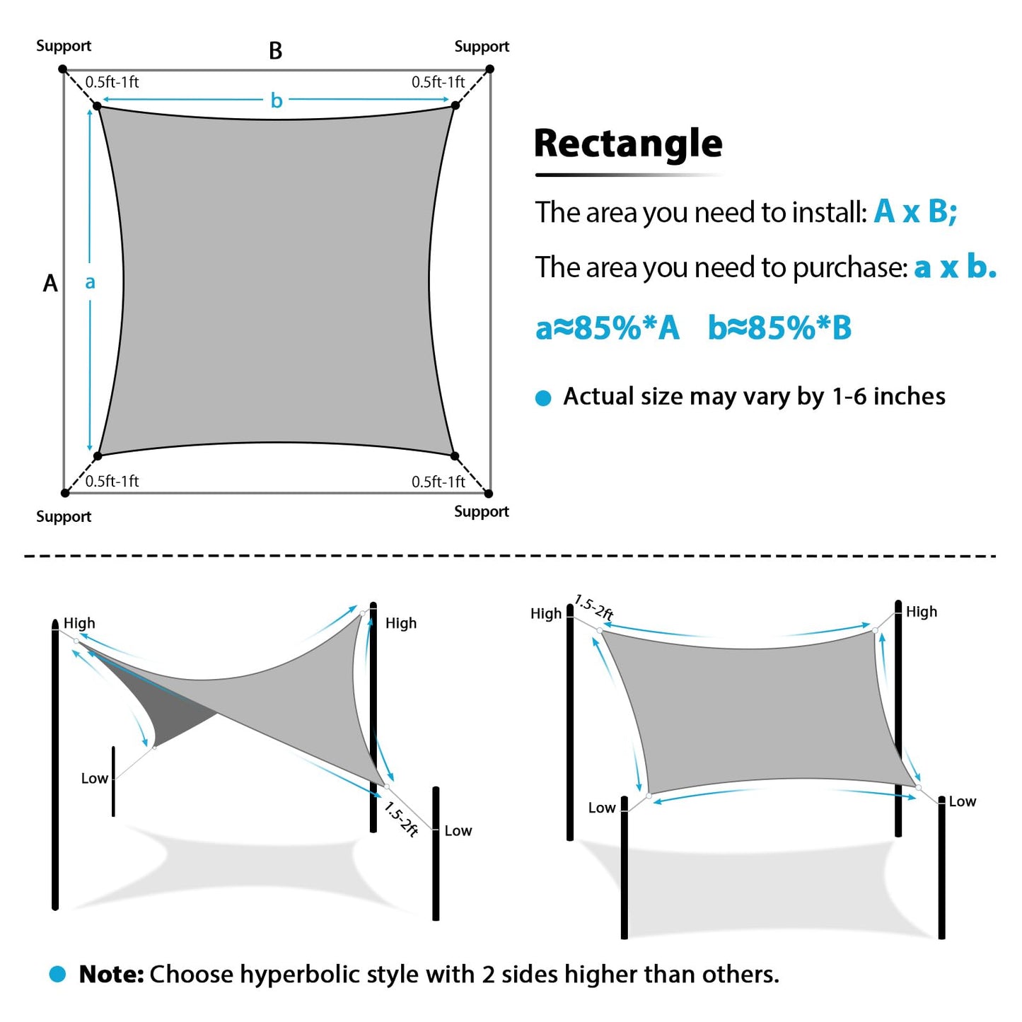 Amagenix Shade Sail 10'X20' Rectangle Sand UV Block Breathable Sun Shade Canopy for Outdoor Patio Garden Deck Backyard, Customizable