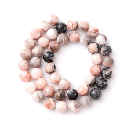 8mm 45pcs DIY Natural Pink Zebra Stone Beads Round Healing Crystal Gemstone Loose Beads for Jewelry Making Handmade Bracelet Necklace