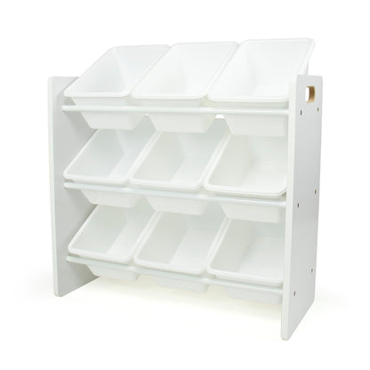 Humble Crew Toy Storage Organizer with 9 Removable Storage Bins for Kids Playroom, 3-Tier Toddler Toy Organization and Storage, White/White