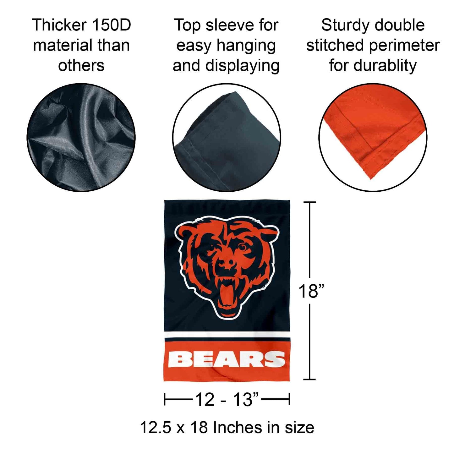 Chicago Bears Bear Head Logo Double Sided Garden Flag