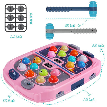 Whack Game Mole for Kids,Toys for 3-12 Year Old Boys and Girls,Whack Game Toy for Toddlers,Gifts for 3 4 5 6 7 8+ Girls Kids,Interactive Educational Toys with Sound and Light,PK Mode with 2 Hammers