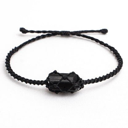 Black tourmaline bracelet for men women - raw natural tourmaline jewelry for protection and spiritual