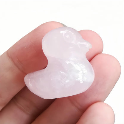 Bacatgem Natural Rose Quartz Crystal Duck Carving Positive Energy Home Decoration Desk Decor,1.18 Inchs Crystal and Healing Stone Ornament