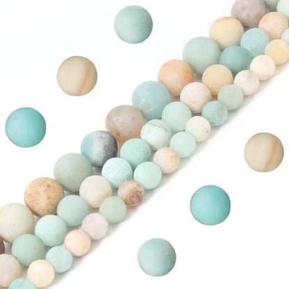 Siomia 45pcs 8mm Natural Matte Amazonite Beads Energy Healing Crystal Round Loose Stone Beads for Jewelry Making, DIY Bracelets Necklaces