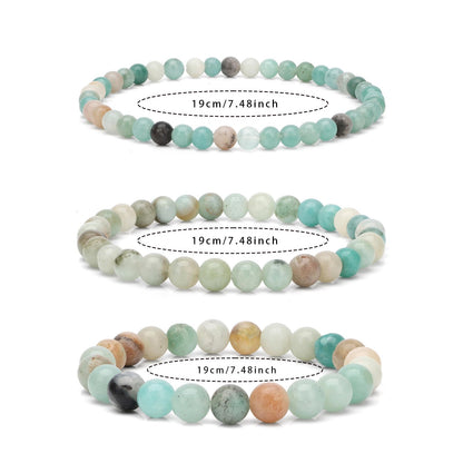 Risyfjew 6MM Handmade Amazonite Natural Gemstone Stretch Elastic Bracelet,PE Film Anti-oxidation Packaging Natural Stone Crystal Healing Power Energy Gifts for Adult