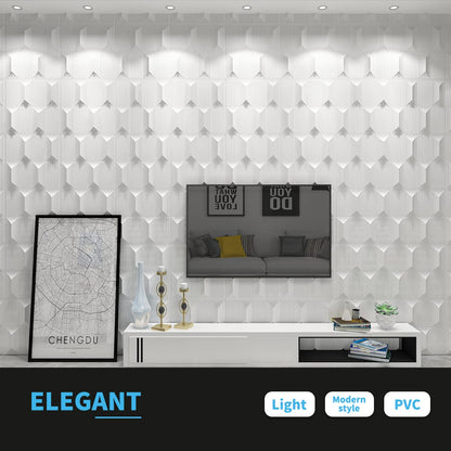 Art3dwallpanels PVC 3D Wall Panel for Interior Wall Décor, 19.7" x 19.7" Wall Decor PVC 3D Wall Panels, 3D Textured Wall Panels, Pack of 12 Tiles, White