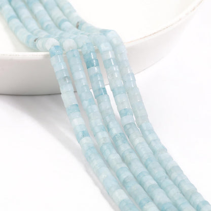 NITOPUPU 150Pcs 4×2mm Natural Aquamarine Spacer Stone Beads for Jewelry Making Supplies, Loose Semi Flat Round Gemstone Tube Beads for Bracelets DIY Crafts