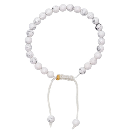 Amazing Gemstone Howlite Bracelet, Gifts For Men & Women - Protection Healing Crystal Bracelet - 6mm Gemstone Beaded Adjustable Bracelet, Pulseras Para Hombres Mujer Stocking Stuffers