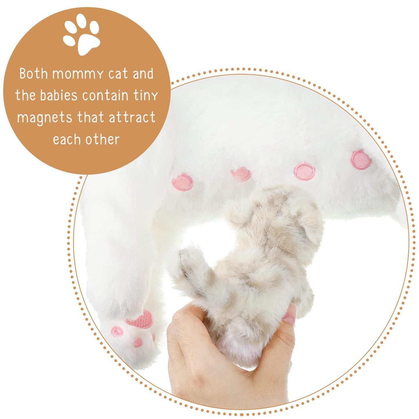 Skylety Nurturing Cat Stuffed Animal with 4 Plush Kittens, Cats Baby Stuffed for Girls Boys Plushy Mommy Kitty with Baby Kittens for Birthday Party Favors Gifts(Lovely Style)