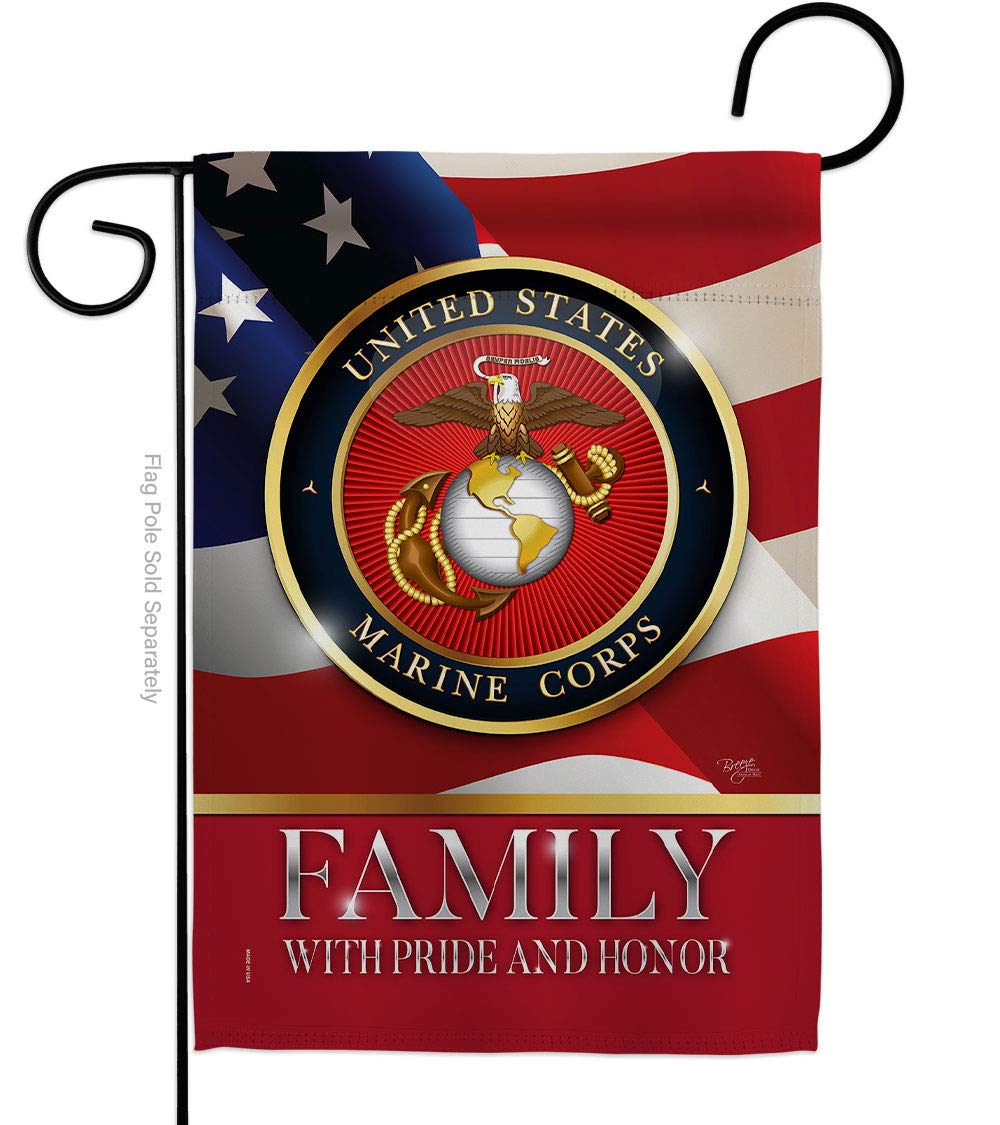 US Marine Family Honor Garden Flag - Armed Forces Corps USMC Semper Fi United State American Military Veteran Retire Official - House Banner Small Yard Gift Double-Sided Made in USA 13 X 18.5