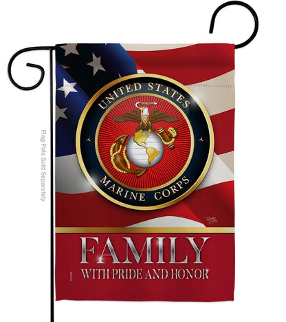 US Marine Family Honor Garden Flag - Armed Forces Corps USMC Semper Fi United State American Military Veteran Retire Official - House Banner Small Yard Gift Double-Sided Made in USA 13 X 18.5