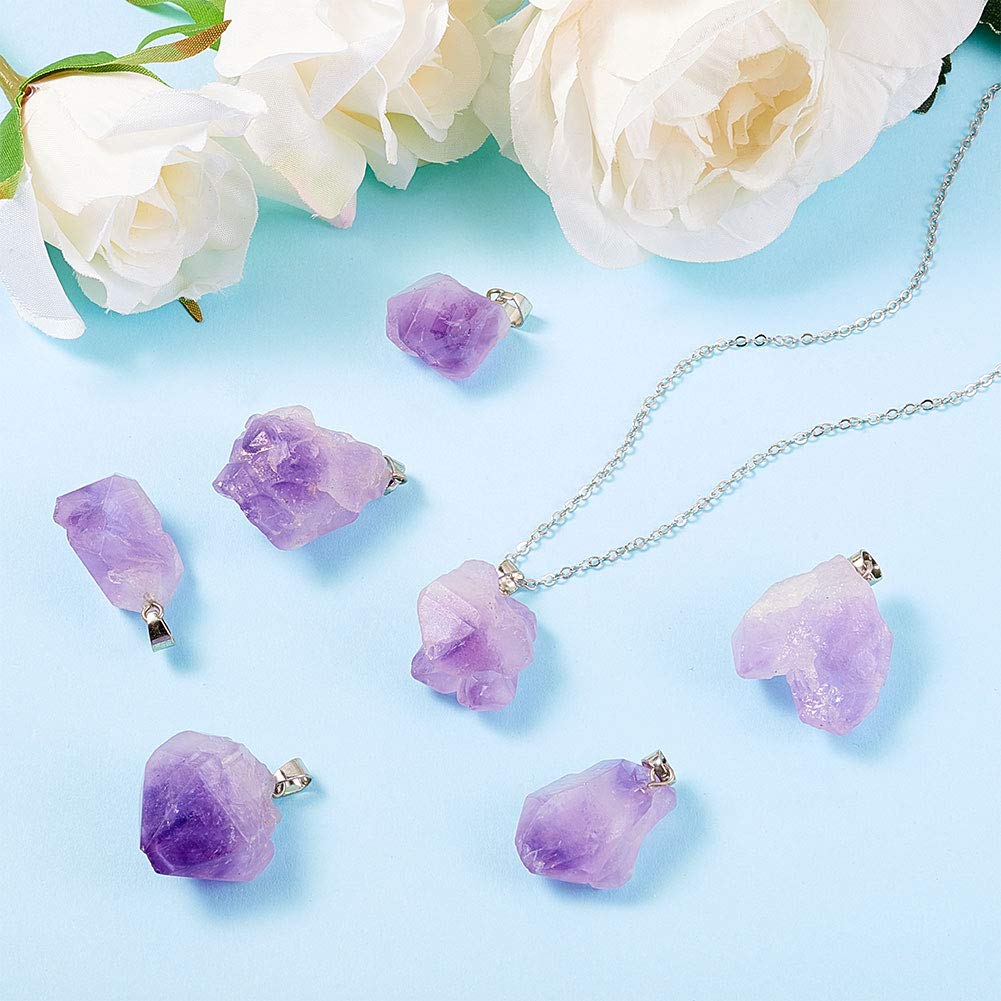 DanLingJewelry 30pcs Natural Amethyst Healing Point Chakra Reiki Nuggets Pendants for Necklace Earrings Bracelet Jewelry Making 12-20x20-26mm