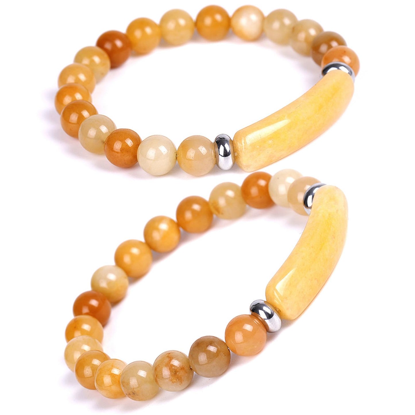 QLYOVWE Link Pheromone Bracelet for Women Pink Love Rose Quartz Pheromone Bracelet 8mm Healing Crystal Beads Stretch Bracelet Handmade Good Luck Energy Chakra Stone Beaded Bangle Bracelet (Yellow)