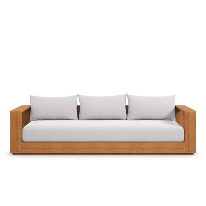 Modway Tahoe Acacia Wood Outdoor Patio Sofa in Natural Light Gray with Weather-Resistant Cushions - Ideal as a Porch Couch or Sunroom Sofa
