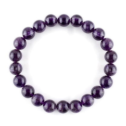 Purification Bracelet Handmade Natural Amethyst Gemstone Bracelet - Chakra Healing Crystals Stretchable Unisex Bracelet - February Birthstone - Genuine Stone Beaded Round Beads 10mm - Yoga - Bracelet