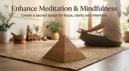 Sacred Geometry Powerful Energy Generator Wish Pyramid Handmade Mango Wood for Abundance, Healing & Meditation, Yoga, Vastu, Feng Shui Desk Decor for Mindfulness & Great Spiritual Gift