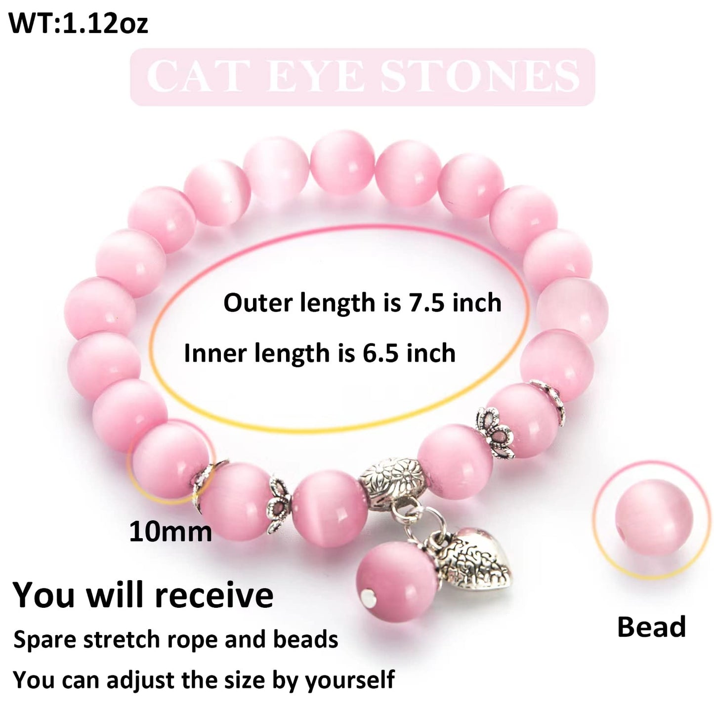 MEHUK Natural Stretch Gemstone Bracelet Healing Stone Beaded Bracelets for Women Men Gifts (Unisex)