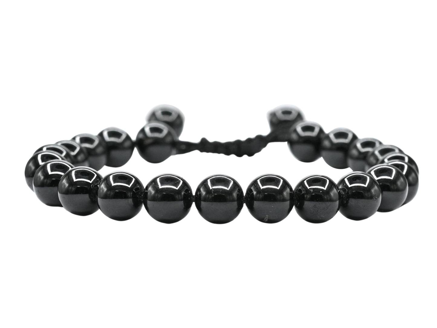 Amazing Gemstone Black Tourmaline Bracelet - Protection Healing Crystal Bracelet - 8mm Gemstone Beaded Adjustable Bracelet Pulseras Para Hombres Mujer Stocking Stuffers (Black Tourmaline Onyx)