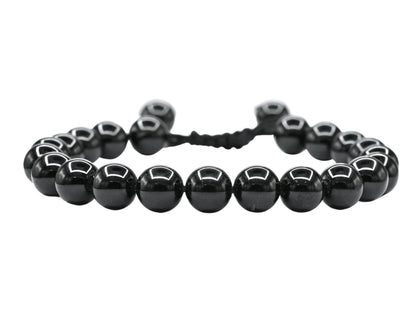 Amazing Gemstone Black Tourmaline Bracelet - Protection Healing Crystal Bracelet - 8mm Gemstone Beaded Adjustable Bracelet Pulseras Para Hombres Mujer Stocking Stuffers (Black Tourmaline Onyx)