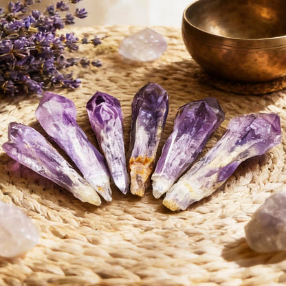 Natural Raw Amethyst Point Wand, Single Terminated Crystal Cluster Scepter, Hand Polished Healing Crystal Point, Positive Energy Gemstone, Reiki Meditation Spiritual Ornament,Home Decor & Crystal Gift