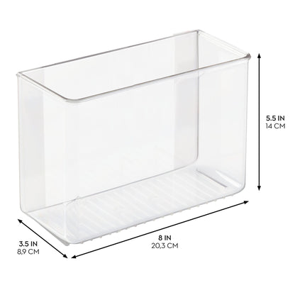 iDesign AFFIXX Plastic Wall Mount Organizer for Kitchen, Bathroom, Office, Bedroom, Garage, Craft Room, 3.5" x 8" x 5.5", Clear