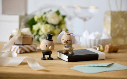 Hoptimist Wedding Groom Raw Oak, Wood, Home Decor Ornament - Scandinavian Design, Wood W/Metal Spring, Small - Creates cheerful movement