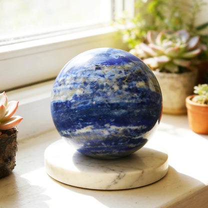 6-7CM/2.36-2.76inch Natural Crystal Spheres Lapis Lazuli Polished Divination Ball Decorative Sphere Reiki Healing Crystals Ball Healing Stone Crafts(Lapis Lazuli, 60-70mm)