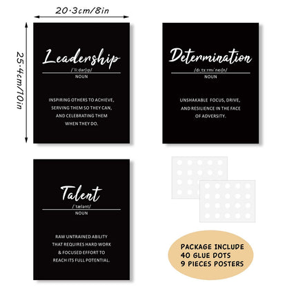Outus 9 Pieces Inspirational Phrases Posters Wall Decor Motivational Sayings Quote Positive Prints for Teens Adults Living Room Office Classroom Bulletin Board Decor,Unframed,8 x 10 Inch (Black)