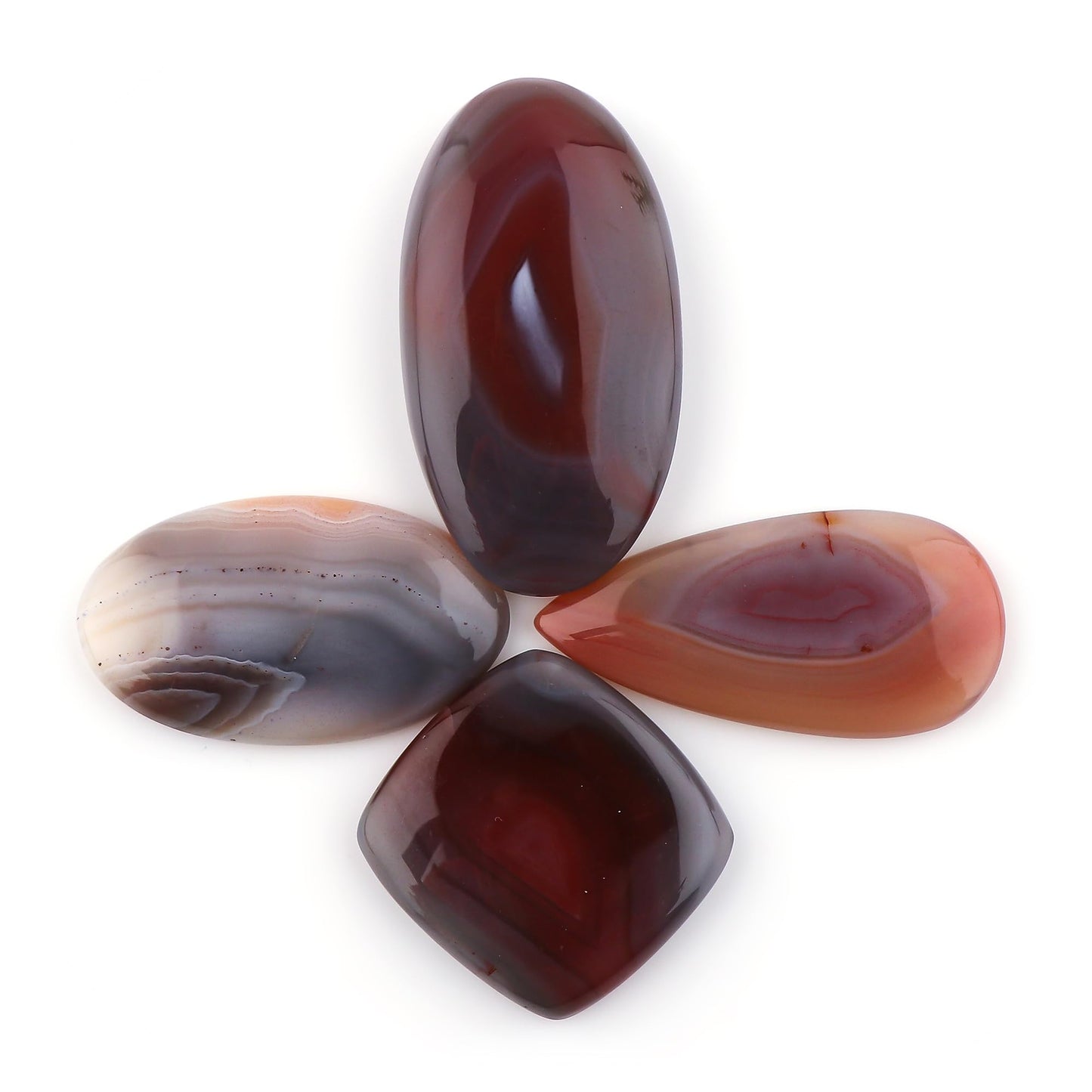 CRYSTALINES 4pcs Natural Botswana Agate Gemstones Cabochon Bulk Polished Stones DIY Jewelry Making Wholesale Assorted Loose Supply Healing Crystals Wire Wrapping Gem Collection