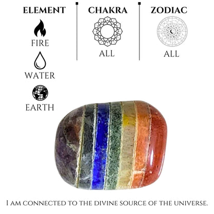 Karma Gems Seven Chakra Tumbled Stones Natural Crystal Kit for Reiki Healing Crystal Polished, Tumble Stones, Chakra Balancing, Reiki Gift, Home Decor (15-25 MM)