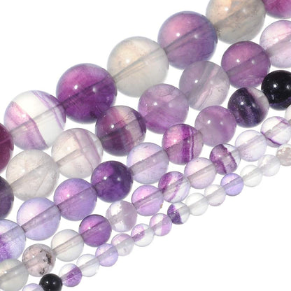 10mm Natural Purple Fluorite Gemstone Round Loose Beads Crystal Stone Bracelet Necklace Accessories Crafts for Jewelry Making DIY,1 Strand 15"