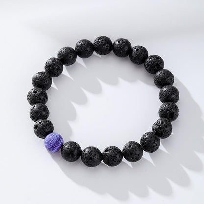 FORUBUS 2Pcs Lava Rock Beaded Bracelet Set – Essential Oil Diffuser Jewelry with Natural Stone Beads for Aromatherapy, Yoga, Meditation, and Stress Relief, Stretchy Bracelets for Women Men (purple)