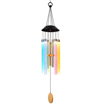 38” Bubble Column Aluminum Tube Solar Light LED Wind Chime for Outside, Weather Resistant Outdoor Garden Patio Soft Tone Decor, Ideal Gift for Birthday, Mother's Day, Meditation, Relaxation