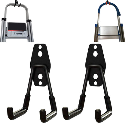 2Pcs Folding Step Stool Wall Mount Hooks, Telescoping Wall Mount Ladder Hooks,Household Engineering Ladder Hanger, Telescoping Ladder Hanger, for Garage & Shed Display & Storage Ladder Tool (U-Type)