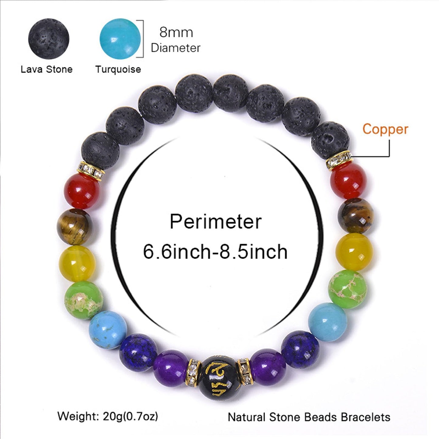 Chakra Bracelets for Women, Crystals and Healing Stones Pulsera Arus 7 Chakras Spiritual Bracelets for Woman Anxiety Healthbangle Lymphatic Drainage Elastic Bangle Natural Stone Yoga Crystals Beads Meditation Relax Anxiety(Matte Black)