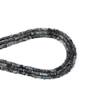 5x12mm Natural Black Labradorite Stone Bamboo Shape Gem Healing Energy Loose Spacer Beads for DIY Necklace Bracelet Earring