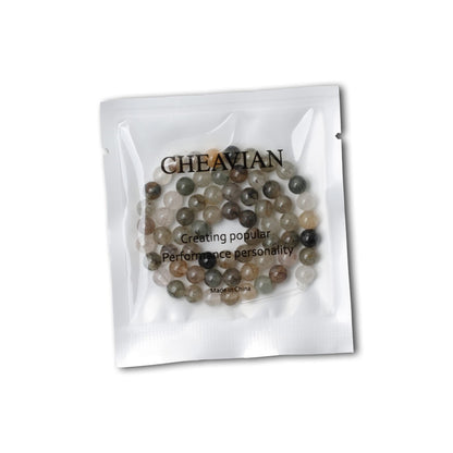 CHEAVIAN 60PCS 6mm Natural Green Phantom Crystal Round Loose Beads for Jewelry Making 1 Strand 15"