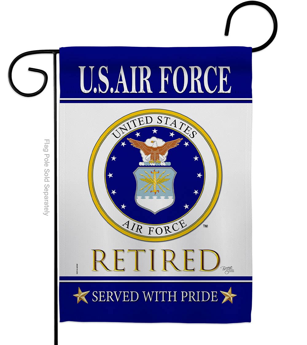 US Air Force Retired Garden Flag - Armed Forces USAF United State American Military Veteran Retire Official - House Decoration Banner Small Yard Gift Double-Sided Made in USA 13 X 18.5