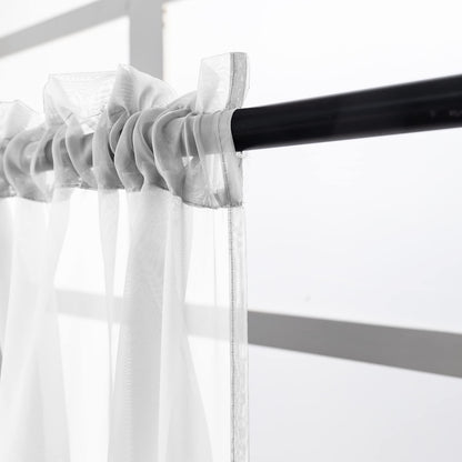 Beaded Triangle Sheer Valance Curtains for Living Room,Rod Pocket Farmhouse Window Valance, Bead Trim Tassel Voile Sheer Curtain Valance for Bedroom Bathroom Cafe 51x24 Inches (Ivory) 1PC