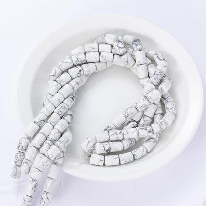 Natural White Turquoise Cylinder Tube Beads 10x14mm 38cm/str Loose Semi Gemstone Stone Beads for Making Bracelets Necklace