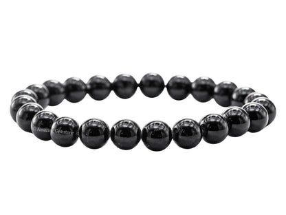 Amazing Gemstone Black Tourmaline Bracelet for Women Men's Gifts - Protection Healing Crystal Bracelet - 8mm Beaded Stretchable Bracelet Pulseras Para Hombres Mujer Stocking Stuffers (Regular)