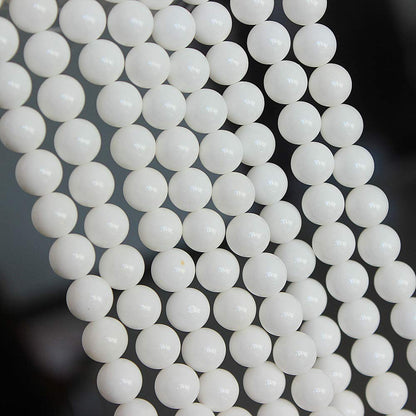 MJDCB 7A Natural Deep Sea White Shells Round Stone Beads for Jewelry Making DIY Bracelet Necklace (10mm)