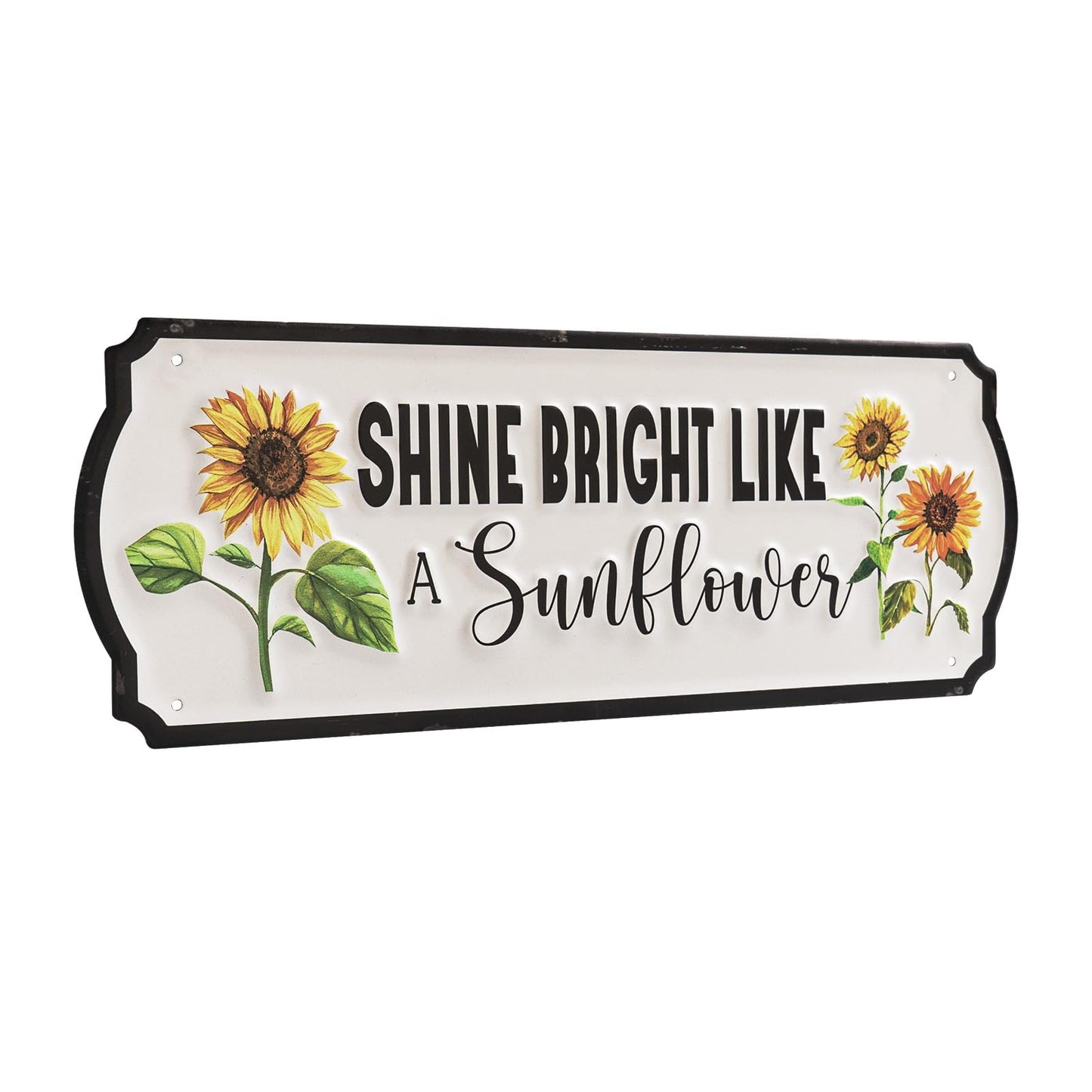 pechpell Metal Sunflower Wall Decor, 15.7"×5.9" Outdoor Sun flower Sign Fence Yard Patio Porch Garden Wall Art, Kitchen Bathroom Bedroom Decorations for Home